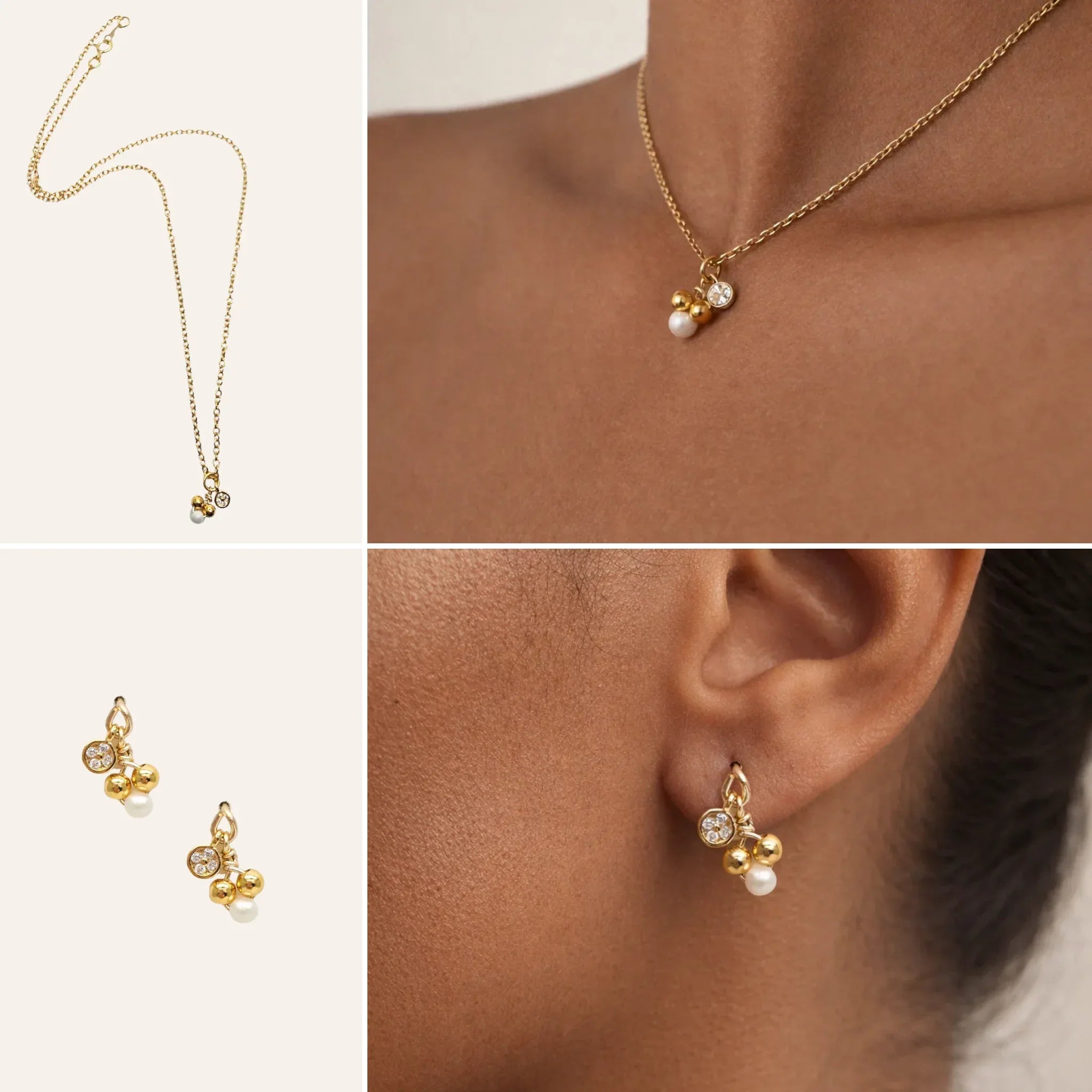 Parure Carla avec collier fin et puces dâoreilles en perles de culture, ensemble harmonieux portĂ©, idĂ©e cadeau femme Ă©lĂ©gante et prĂȘte Ă offrir â KoolKado