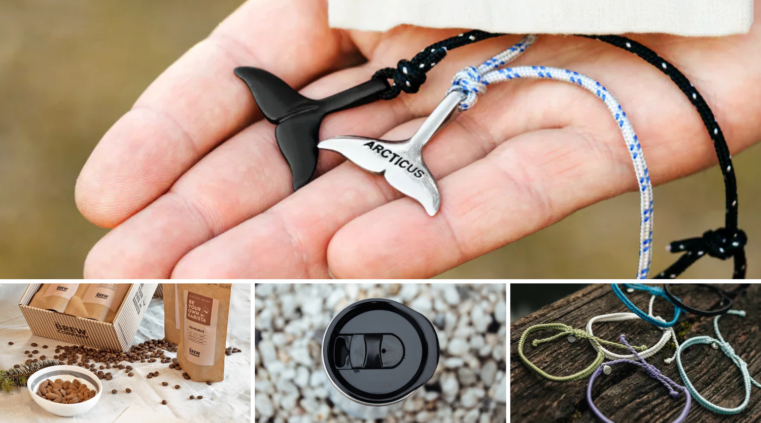 Sélection de valeurs sûres KoolKado avec bracelet cordon et pendentif baleine engagé, coffret gourmand, accessoire utile et cadeau éthique, idée cadeau soignée entre 20 et 30 € – KoolKado