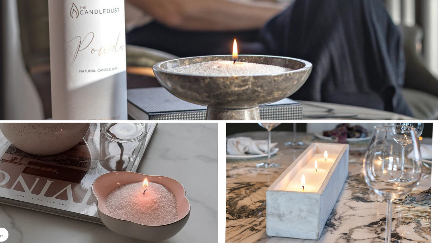 Montage de bougies en poudre naturelle dans des contenants design et diffuseur d'ambiance, idée cadeau décoration idéale pour une crémaillère ou un moment cocooning – KoolKado