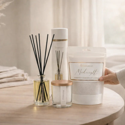 Bougie et recharge parfumée Midnight avec bâtonnets parfumés Breeze, idée cadeau maison élégante et apaisante – KoolKado