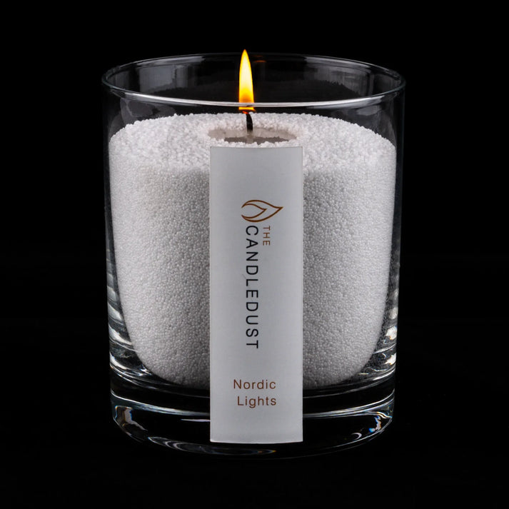 Bougie de sable parfumée allumée avec flamme douce, idée cadeau maison élégante et prête à offrir – KoolKado