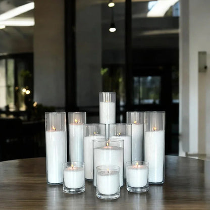 Collection de bougies de sable disposées dans un intérieur élégant, idée cadeau maison premium et harmonieuse – KoolKado