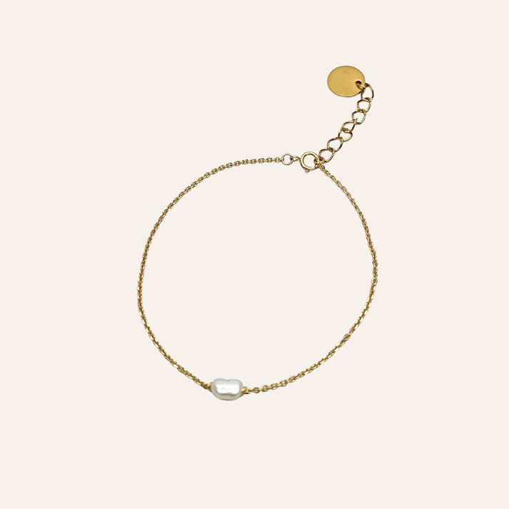 Bracelet Ress en chaîne plaquée or 24 carats avec perle de culture baroque, bijou bi-matière chic et équilibré, idée cadeau élégante et intemporelle – KoolKado