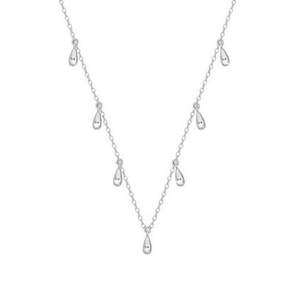Collier Lea version argent avec gouttes pendantes, design délicat. Idée cadeau femme. Koolkado.