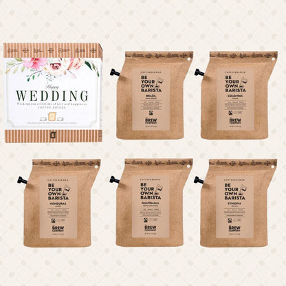 Contenu du coffret café Noces & Arômes avec cafetières nomades, idée cadeau de mariage raffinée – KoolKado
