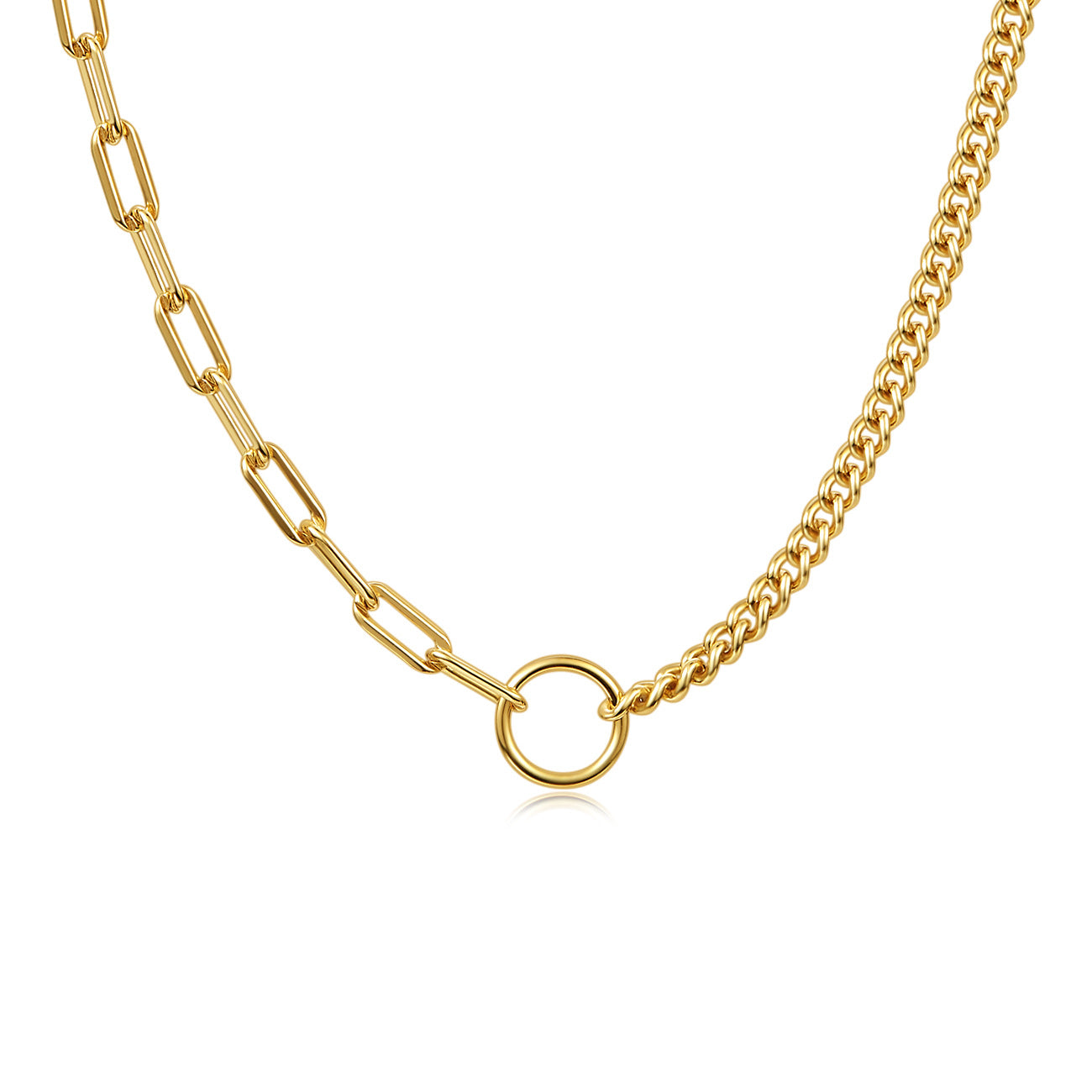 Collier Dua Choker doré avec maillons modernes et anneau central. Idée cadeau femme.