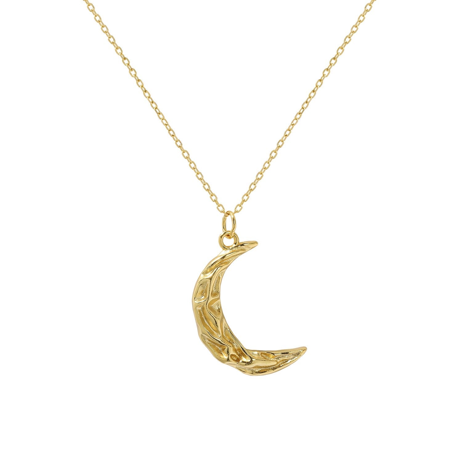 Collier Matea doré avec pendentif croissant de lune sculpté – Idées cadeau femme, collier Matea Love Local Jewelry, koolkado