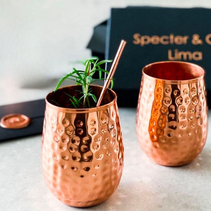 Duo de gobelets Lima en cuivre pur martelé 470 ml, présenté en coffret prêt à offrir, idée cadeau élégante pour anniversaire ou invitation – KoolKado