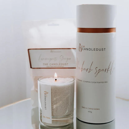 Idées cadeaux pour adulte : bougie parfumée Diamond Dust Candledust avec son packaging et sa recharge, idéale pour un cadeau soigné