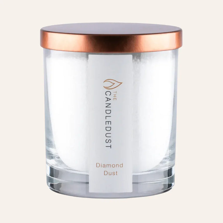 Idées cadeaux pour adulte : bougie parfumée Diamond Dust Candledust en verre avec couvercle, élégante et prête à offrir