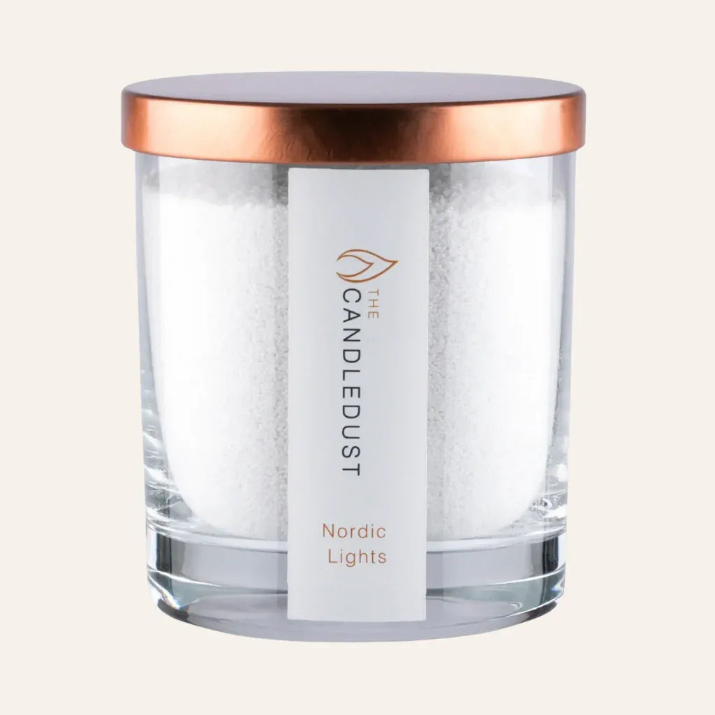 Idées cadeaux pour adulte : bougie parfumée Lemongrass Ginger Candledust en verre transparent avec couvercle, élégante et prête à offrir