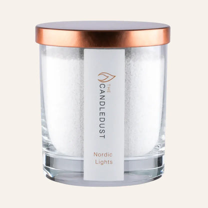 Idées cadeaux pour adulte : bougie parfumée Lemongrass Ginger Candledust en verre transparent avec couvercle, élégante et prête à offrir