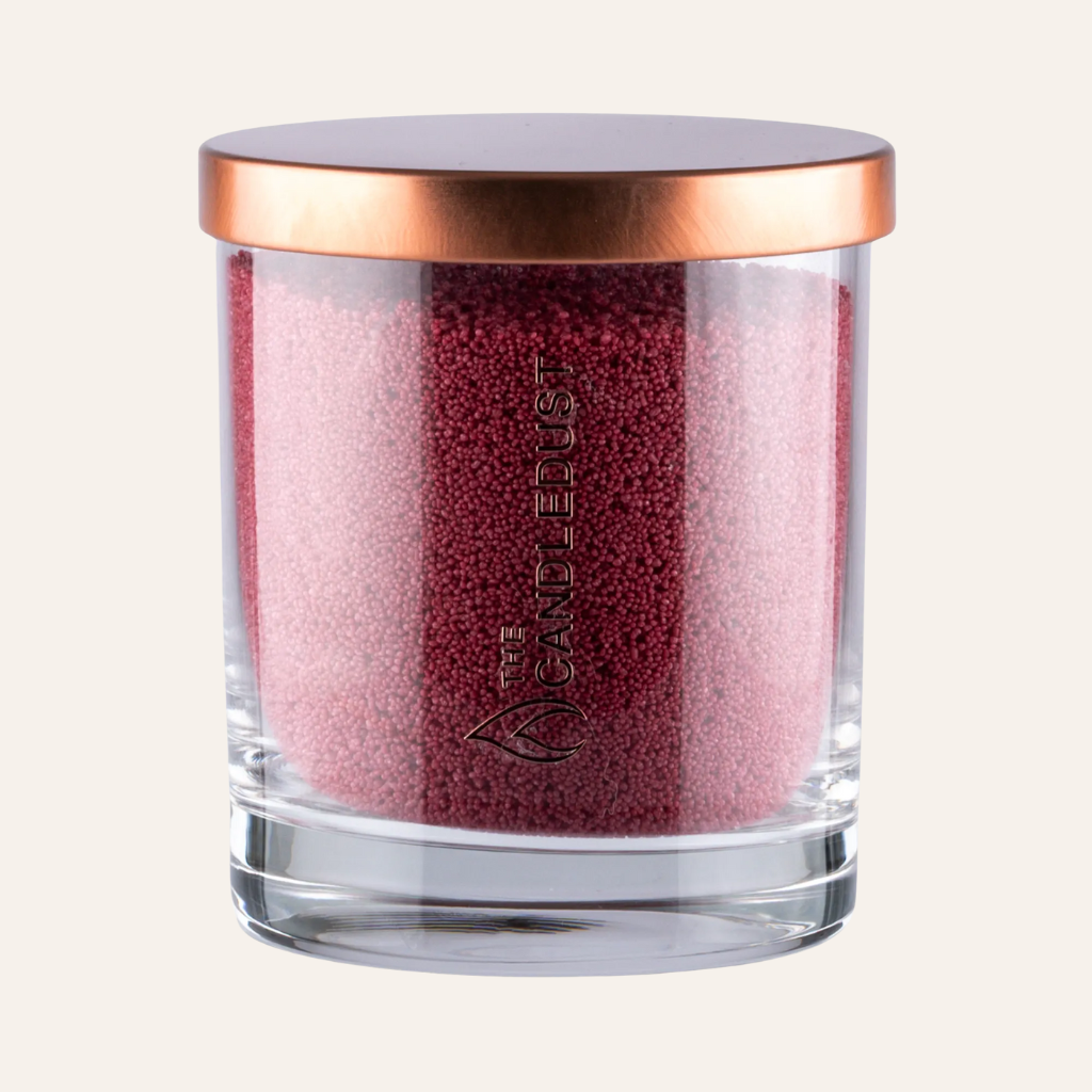 Idées cadeaux pour adulte : bougie parfumée Rosso Candledust en verre rouge, élégante et prête à offrir pour une ambiance raffinée