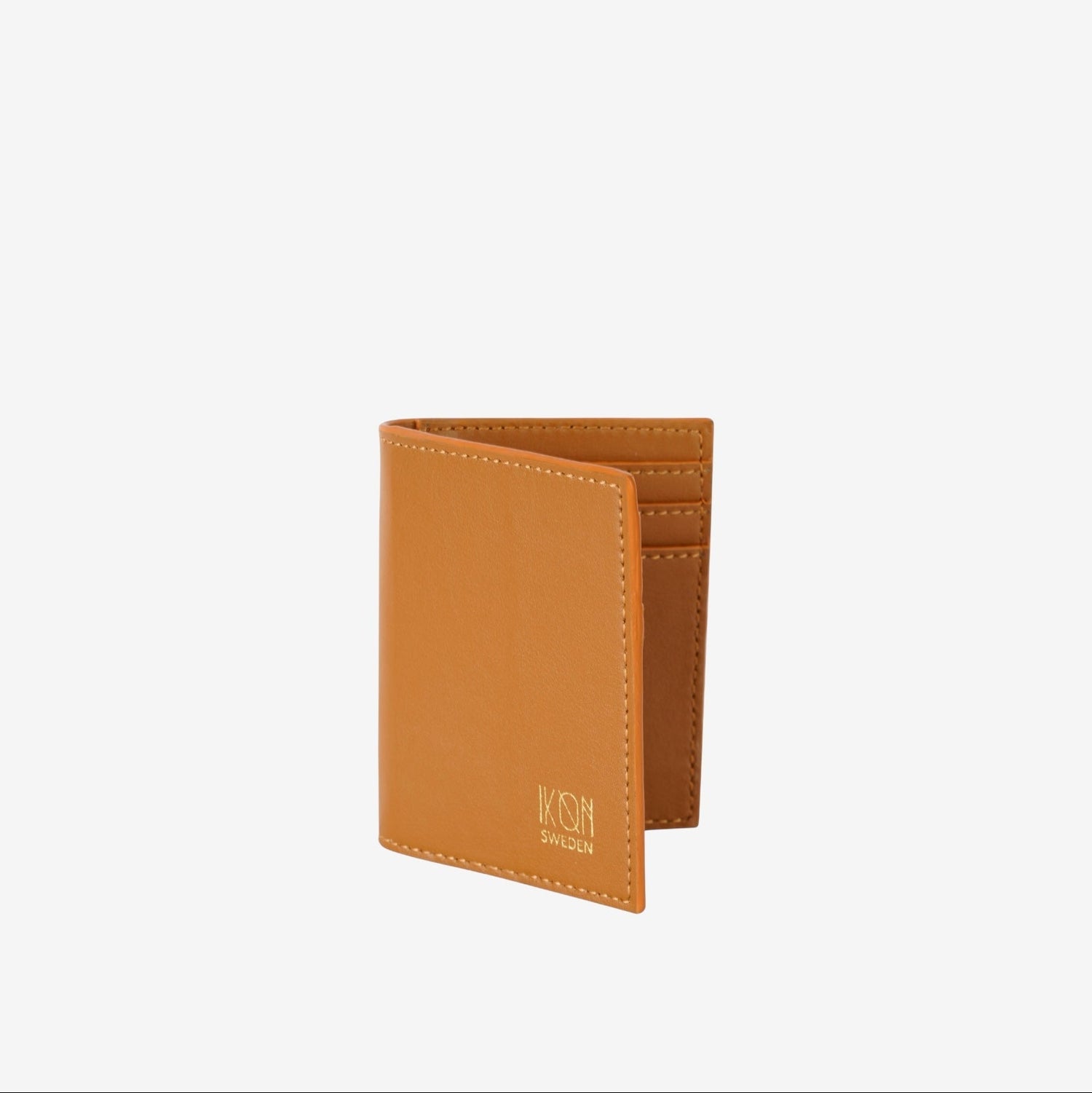 Porte-cartes compact en cuir de cactus végétal couleur cognac, design élégant et responsable, idée cadeau femme – Koolkado