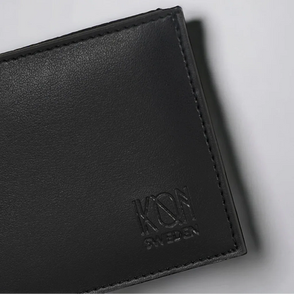 Intérieur du portefeuille classique RFID noir en cuir végétal de pomme, rangements cartes visibles, idée cadeau élégante et pratique – KoolKado